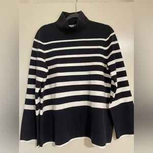 COS Navy Blue White Stripes Mock Neck Sweater NWT